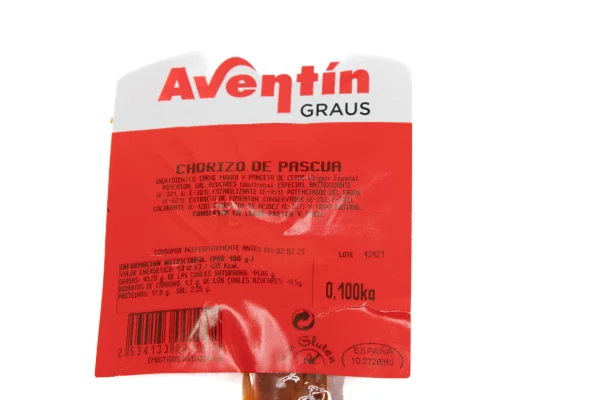 Chorizo Pascua de Graus Embutidos Aventín 100g - Imagen 2