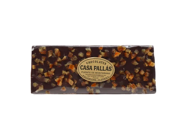 Tableta Chocolate Negro con Naranja de Chocolates Pallás 140g