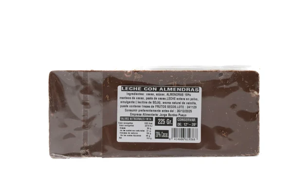 Tableta Chocolate con Leche y Almendras de Chocolates Pallás 225g - Imagen 2