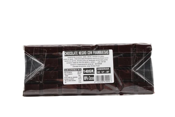 Tableta Chocolate 80% con Frambuesa de Chocolates Pallás 140g - Imagen 2