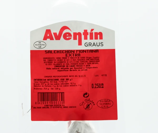 Salchichón Curado de Graus Aventín 250g - Imagen 2