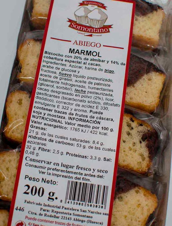 Bizcocho Marmolado Borracho Repostería del Somontano 200gr - Imagen 2