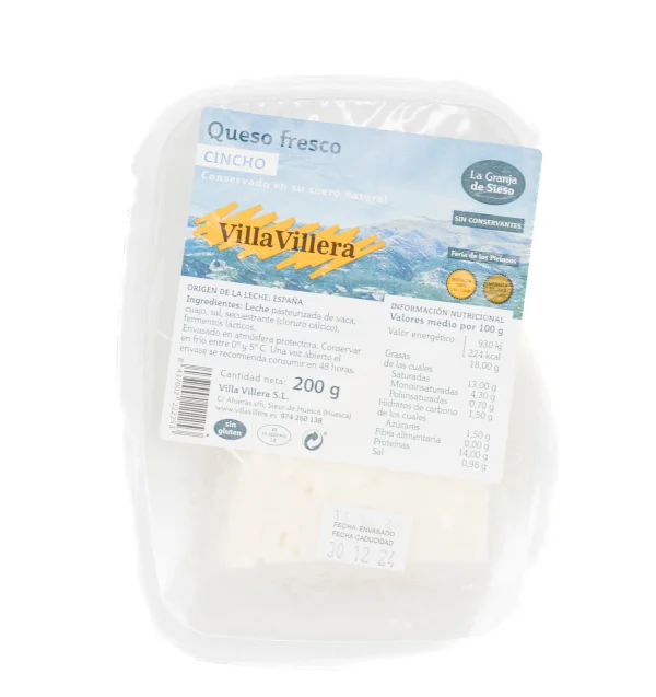 Queso fresco cincho artesanal de Sieso Villa Villera 200g