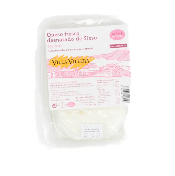 Queso Fresco desnatado de Sieso Villa Villera 0% M.G. 200g
