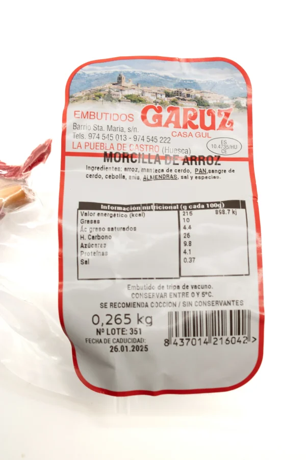 Morcilla de Arroz Garuz 285gr - Imagen 2