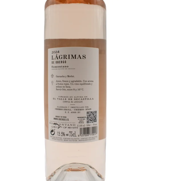 Lágrimas de Obergo Vino Rosado Somontano - Imagen 2