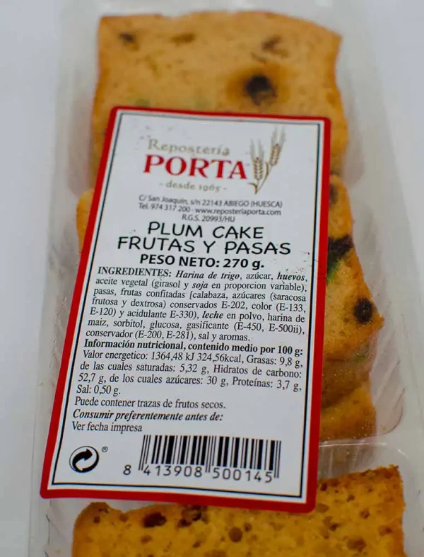 Plum Cake con Frutas y Pasas 250gr - Imagen 2