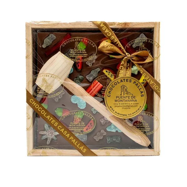 Caja de Madera con Martillo de Chocolates Pallás 400g
