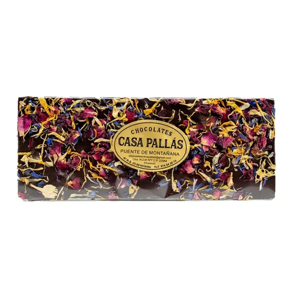 Tableta de Chocolate Negro con Flores de Chocolates Pallás 140g