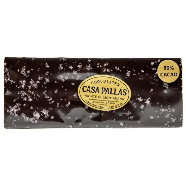 Chocolate Negro 80% con Sal de Vino de Chocolates Pallás 140g
