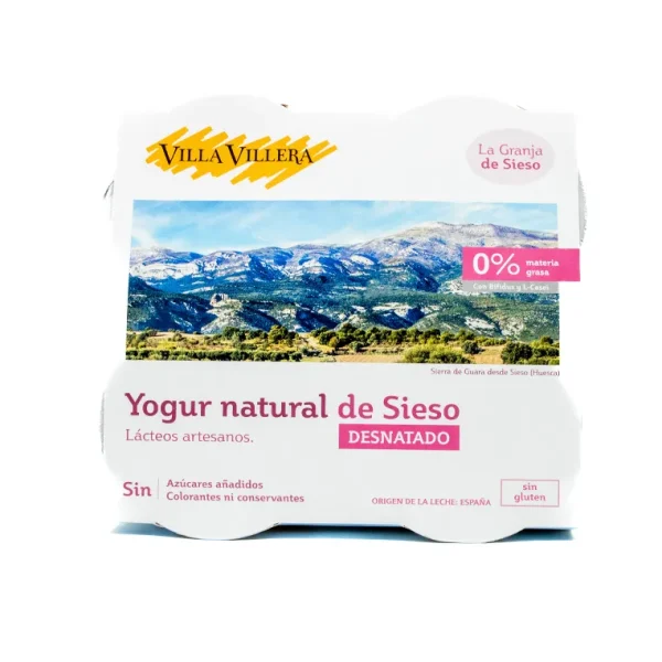 Yogur Natural Desnatado de Sieso Villa Villera 4 unidades