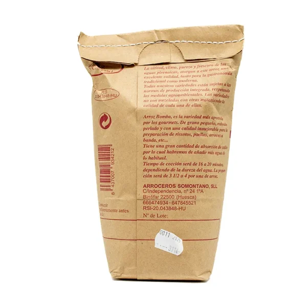 Arroz Bomba del Somontano Saco 1kg - Imagen 2