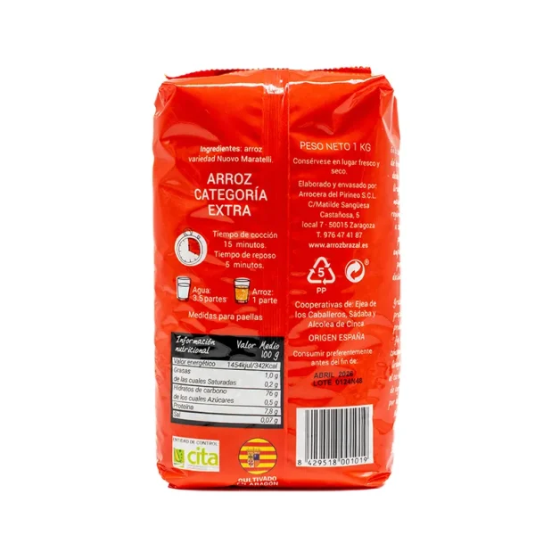 Arroz Maratelli Brazal 100% 1kg - Imagen 2