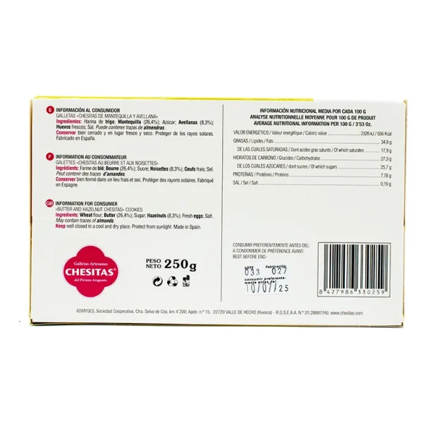 Galletas Chesitas Mantequilla y Avellana 250g - Imagen 2