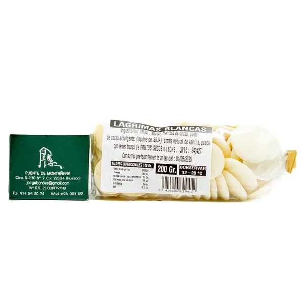 Chocolates Pallás Lágrimas de Chocolate Blanco 200g - Imagen 2