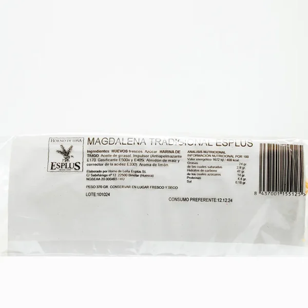 Magdalenas Tradicionales Esplus 370 grs - Imagen 2