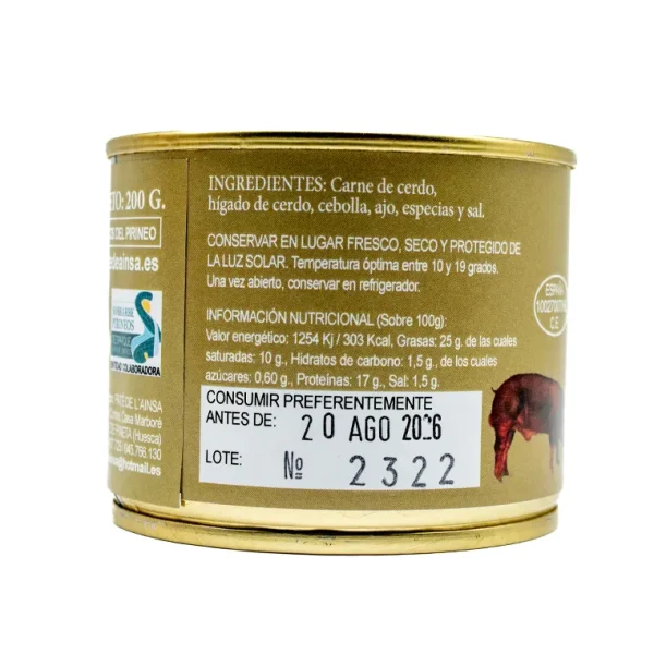 Paté de L'Ainsa Finas Hierbas 200 gr - Imagen 2