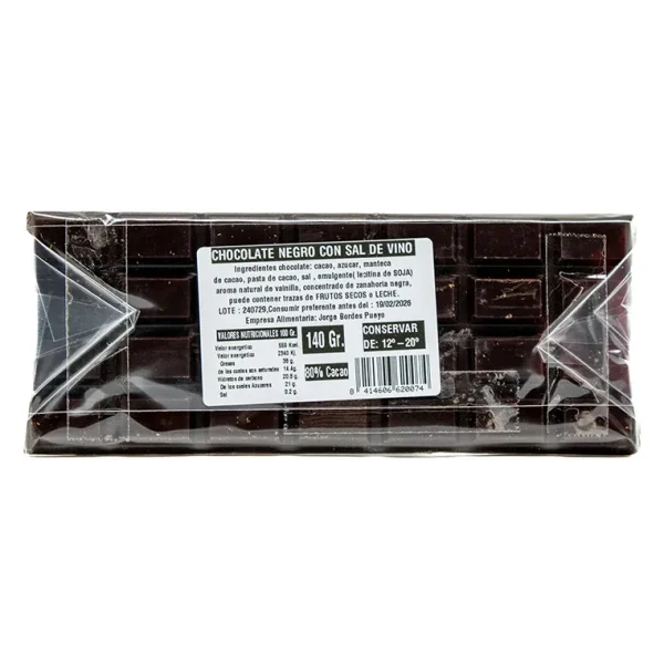 Chocolate Negro 80% con Sal de Vino de Chocolates Pallás 140g - Imagen 2