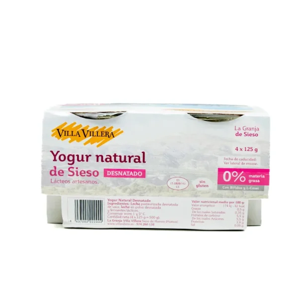 Yogur Natural Desnatado de Sieso Villa Villera 4 unidades - Imagen 2