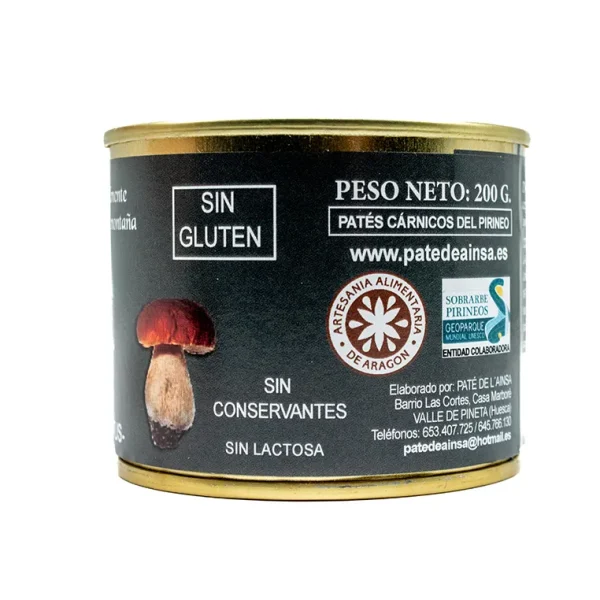 Paté de L'Ainsa de Cerdo con boletus 200g - Imagen 3