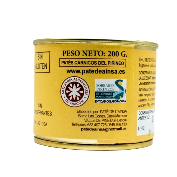 Paté de L'Ainsa Pimienta 200 gr - Imagen 3