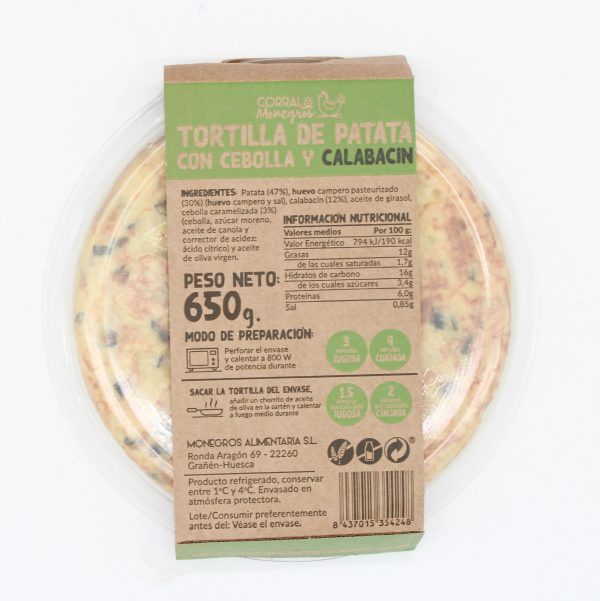 Tortilla Patata Con Calabacín Corral Monegros 650 Gramos - Imagen 2